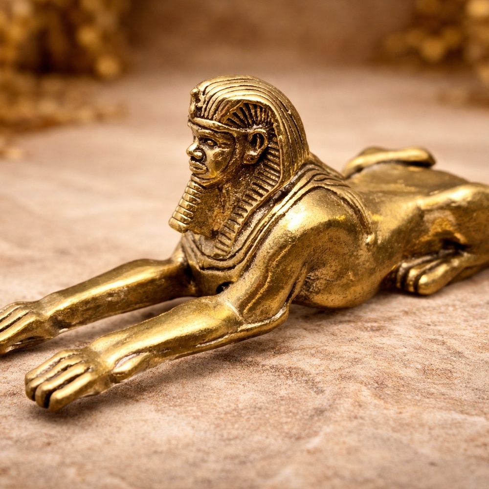 Brass Gold Sphinx Statue Home Art Decor
